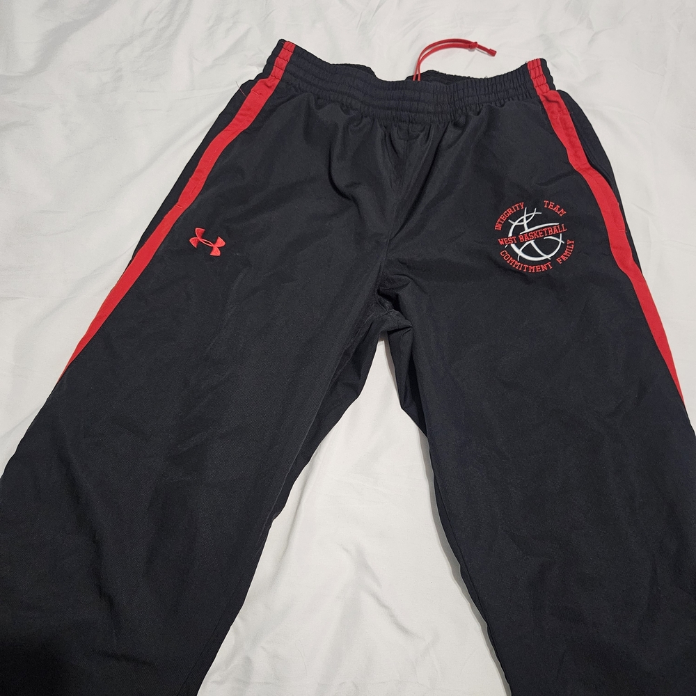 Under Armour Black and Red Athletic Wind Pants L EUC